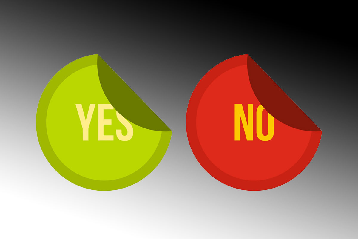 A picture that has two circles on says yes and the other says no which indicates the financial decisions we have to make